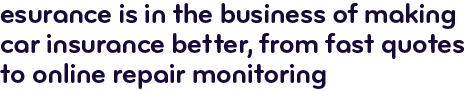 Esurance is in the business of making car insurance better, from fast quotes to online repair reporting