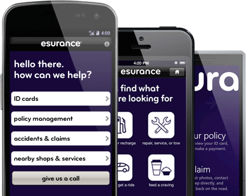 ... with Esurance Mobile for iPhone Â® , Androidâ„¢, or Windows Â® Phone