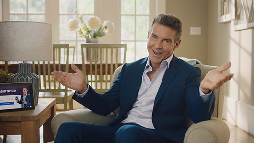 Dennis Quaid on couch talking